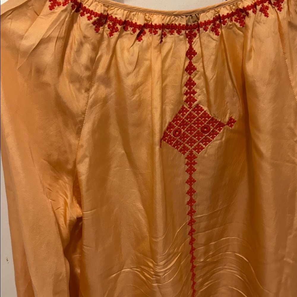 Lucky brand Irving fine 100% silk‎ blouse embroidered medium - Picture 7 of 8